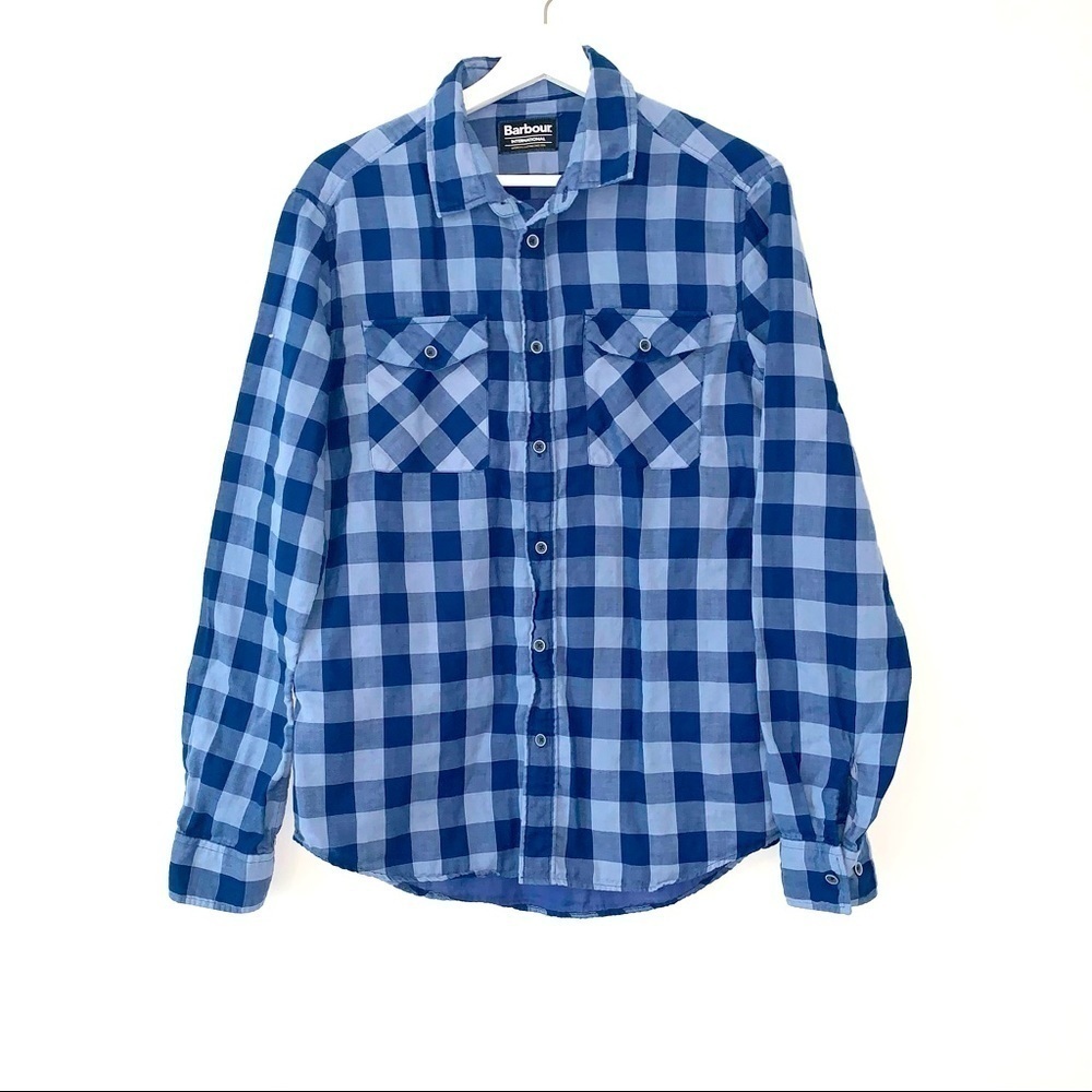 Barbour Indigo Shirt In Blue Check Plaid Size Small